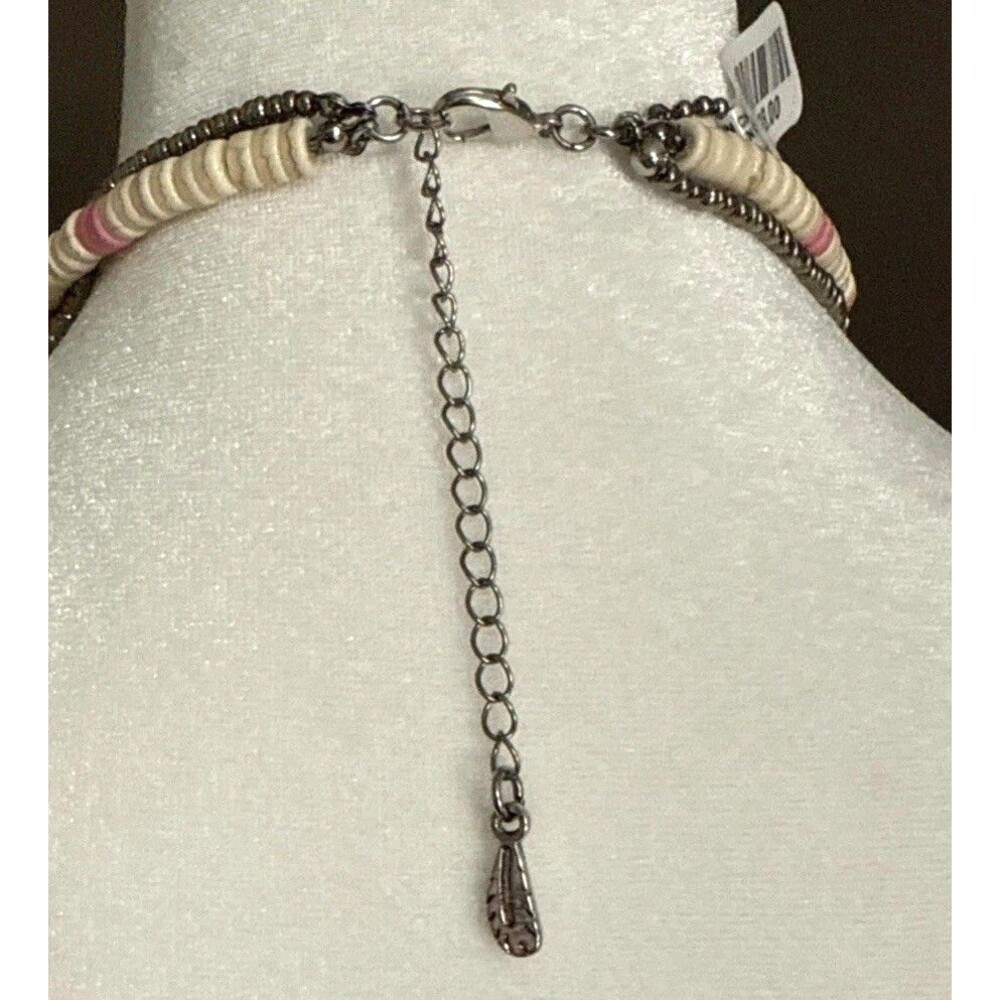 Free People Necklace Layered Charm Silver Beaded NWT - Picture 2 of 5